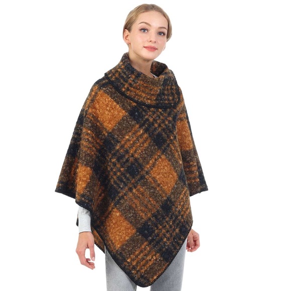 Fadivo New York Plaid Poncho Sweater OS - Picture 1 of 10